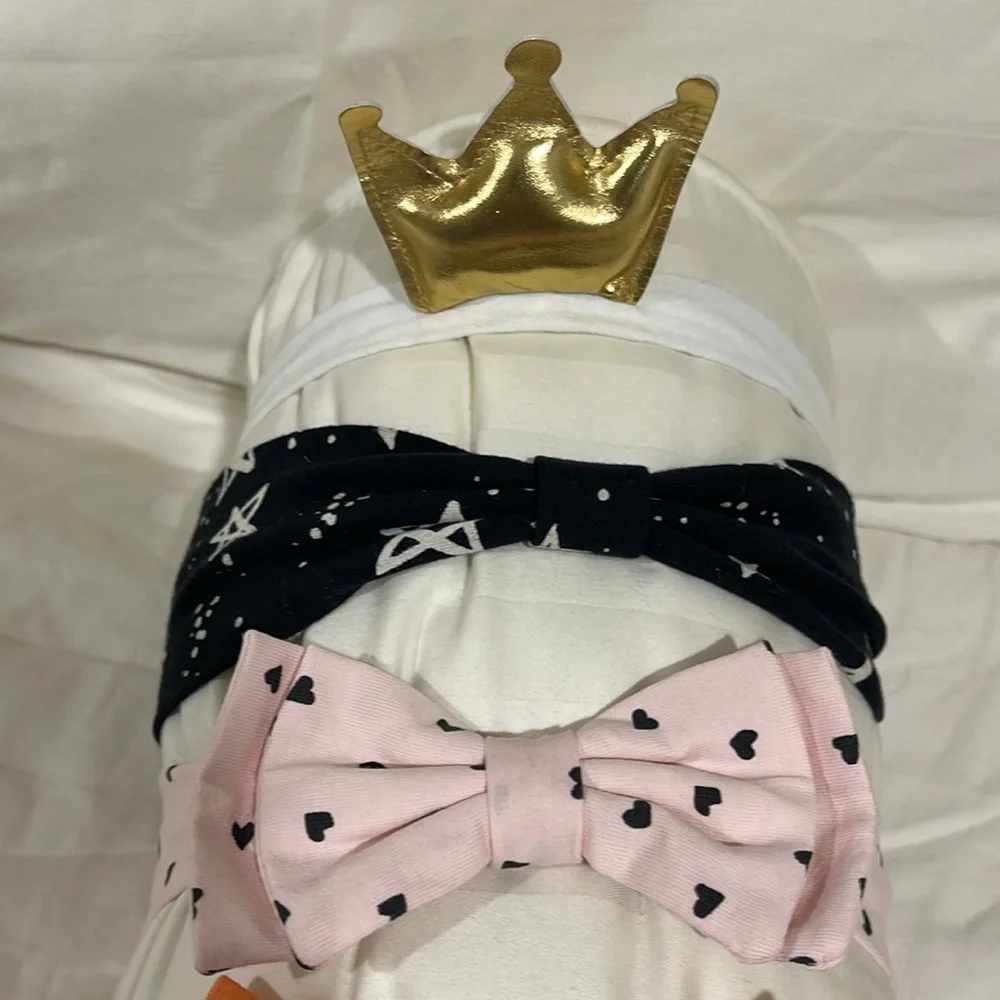 SET OF 6 GYMBOREE BABY ONE SIZE STRETCH HEADBANDS WITH BOWS, FLOWER, & A CROWN